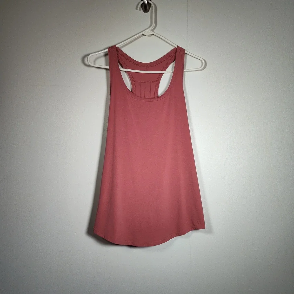 Lululemon Love Tank Top Pink Racerback Pleated Back Yoga Gym Womens Size 8